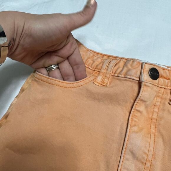 NXP Nena and Pasadena Orange Tangerine Denim Jean Skirt Raw Hem Size Extra Small - Picture 12 of 15